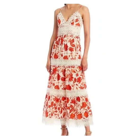 NWT Antonio Melani Maxi Dress Size 8 .Red & White Floral Lace Maxi - Picture 16 of 16